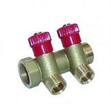 Colector cu robineti 2 cai d16mm 3/4