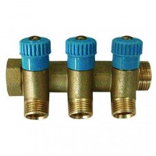 Коллектор с вентилями 3 выхода d16мм 3/4