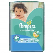 Подгузники Active Baby-Dry 4+ Maxi Plus 18шт