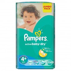 Подгузники Active Baby-Dry 4+ Maxi Plus 62шт