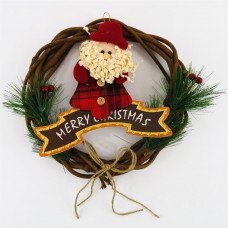 Рождественский венок Merry Christmas с Дедом Морозом 23см
