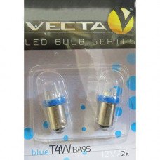 Лампочка светодиодная с цоколем T4W 12V BA9S синий 2шт