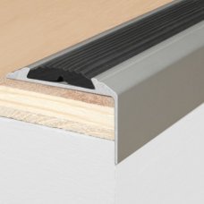 Лестничный профиль с резиной серебряный 1800х46х29мм