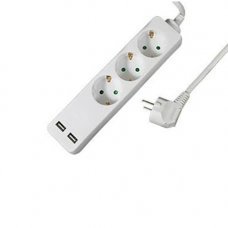 Удлинитель 5м на 3 розетки 2USB белый