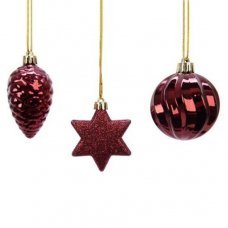 Украшения елочные бордовые 6см 