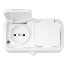 Розетка Пралеска на 2 поста c крышкой без заземления