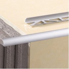 Кромочный овальный металлический профиль PKO для плитки cеребряный 2500х12мм