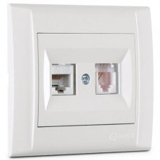 Розетка Defne сдвоенная RJ45-RJ11