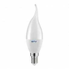 Лампа светодиодная C37 с цоколем E14 8Вт 4000K 720лм candle flame GTV