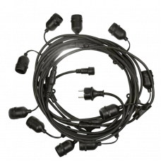 Кабель с цоколями E27 10 ламп 10м черный