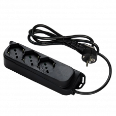 Удлинитель 3м на 3 розетки с заземлением черный Fanton