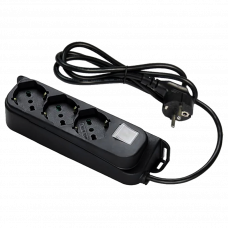 Удлинитель 5м на 3 розетки с заземлением/выключателем черный Fanton