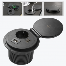 Удлинитель 1 розетка USB RG45 HDMI charge черный GTV