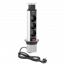 Удлинитель на 3 розетки для мебели серебристый SCHUCKO GTV