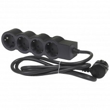 Удлинитель на 4 розетки 5м 3x1.5мм<sup>2</sup> черный