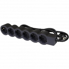 Удлинитель на 6 розеток 3м 3x1.5мм<sup>2</sup> черный