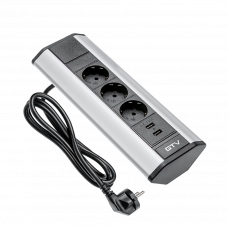 Удлинитель 1.5м на 3 розетки +2 USB для офиса GTV