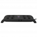 Удлинитель 2м на 8 розеток 2хUSB-A 16A черный Commel