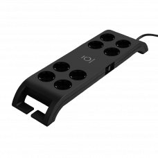 Удлинитель 2м на 8 розеток 2хUSB-A 16A черный Commel