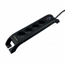 Удлинитель 2м на 4 розетки 2хUSB-A 16A черный Commel
