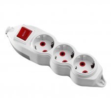 Колодка удлинителя 3 розетки с заземлением/выключателем Orion