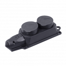 Колодка удлинителя 2 розетки с крышкой IP44 RB32-1-0m Omega IEK