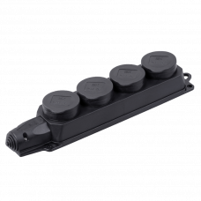 Колодка удлинителя 4 розетки с крышкой IP44 RB34-1-0m Omega IEK