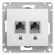 Розетка компьютерная 2xRJ45 белый Glossa
