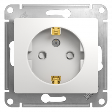 Розетка с заземлением и шторками белый Glossa