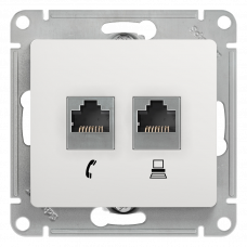 Розетка RJ45/RJ11 белый Glossa
