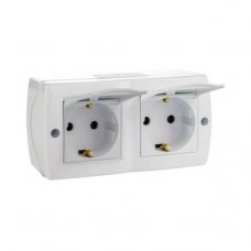 Розетка двойная с заземлением/крышкой Octans 104-010101-184