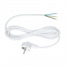 Вилка угловая с заземлением кабель 3м белый Jonex