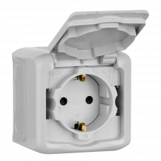 Розетка с заземлением/крышкой серый Quteo 782351