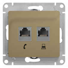 Розетка RJ45/RJ11 титан Glossa