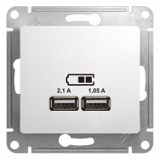 Розетка 2xUSB белый Glossa