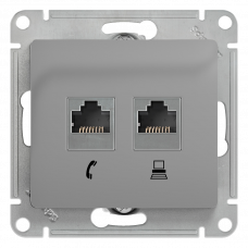 Розетка RJ45/RJ11 алюминий Glossa