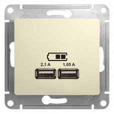 Розетка 2xUSB бежевый Glossa