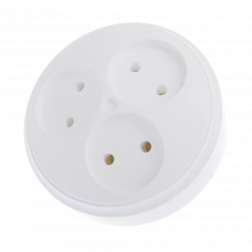 Тройник на 3 поста круглый 10A белый TIMEX