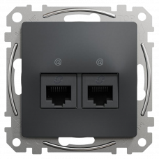 Розетка компьютерная 2хRJ45 CAT5E антрацит Sedna Schneider New