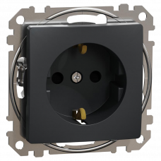 Розетка с заземлением антрацит Sedna Schneider New