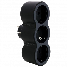 Тройник на 3 поста фронтальный черный 