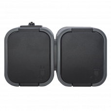 Розетка двойная с заземлением/крышкой IP54 серый/черный Abex