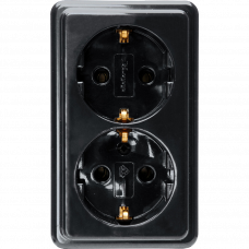 Розетка двойная с заземлением IP20 черный Kopp