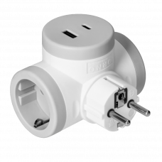 Тройник на 2 поста с заземлением USB A+C Orno