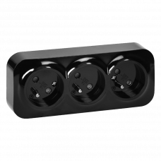 Колодка удлинителя 3 розетки с заземлением черный IP20 Orno