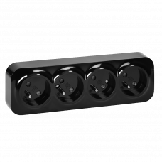 Колодка удлинителя 4 розетки с заземлением черный IP20 Orno
