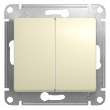 Выключатель проходной 2 клавишный бежевый Glossa 