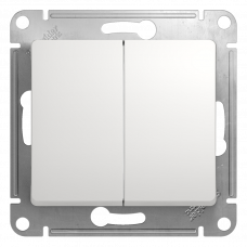 Выключатель проходной 2 клавишный белый Glossa 