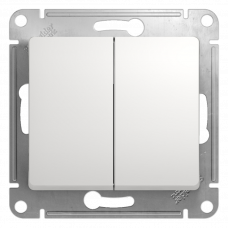 Выключатель 2 клавишный белый Glossa