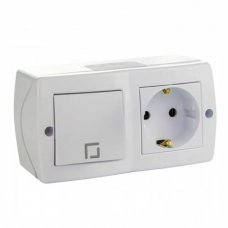 Выключатель 1 клавишный+Розетка с заземлением Octans 104-010101-180